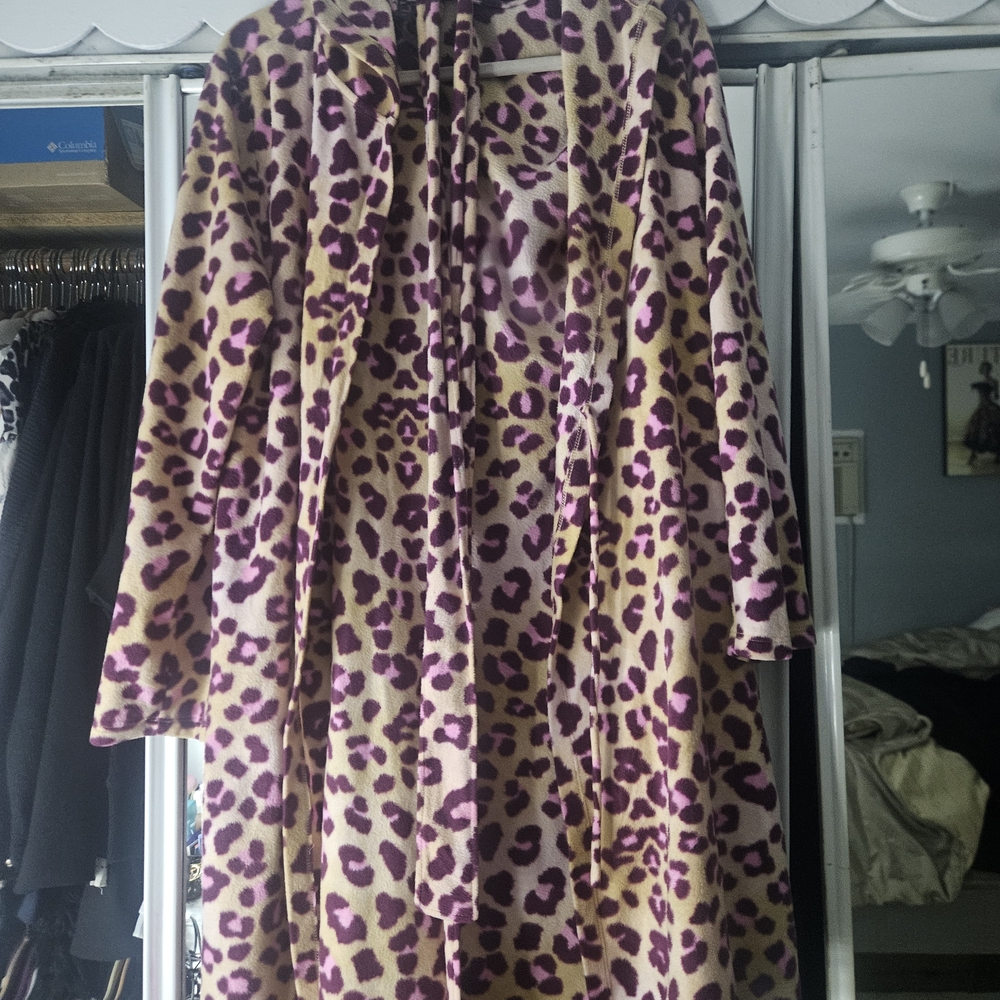 Veronica M Purple and Tan Leopard Teddy Jacket